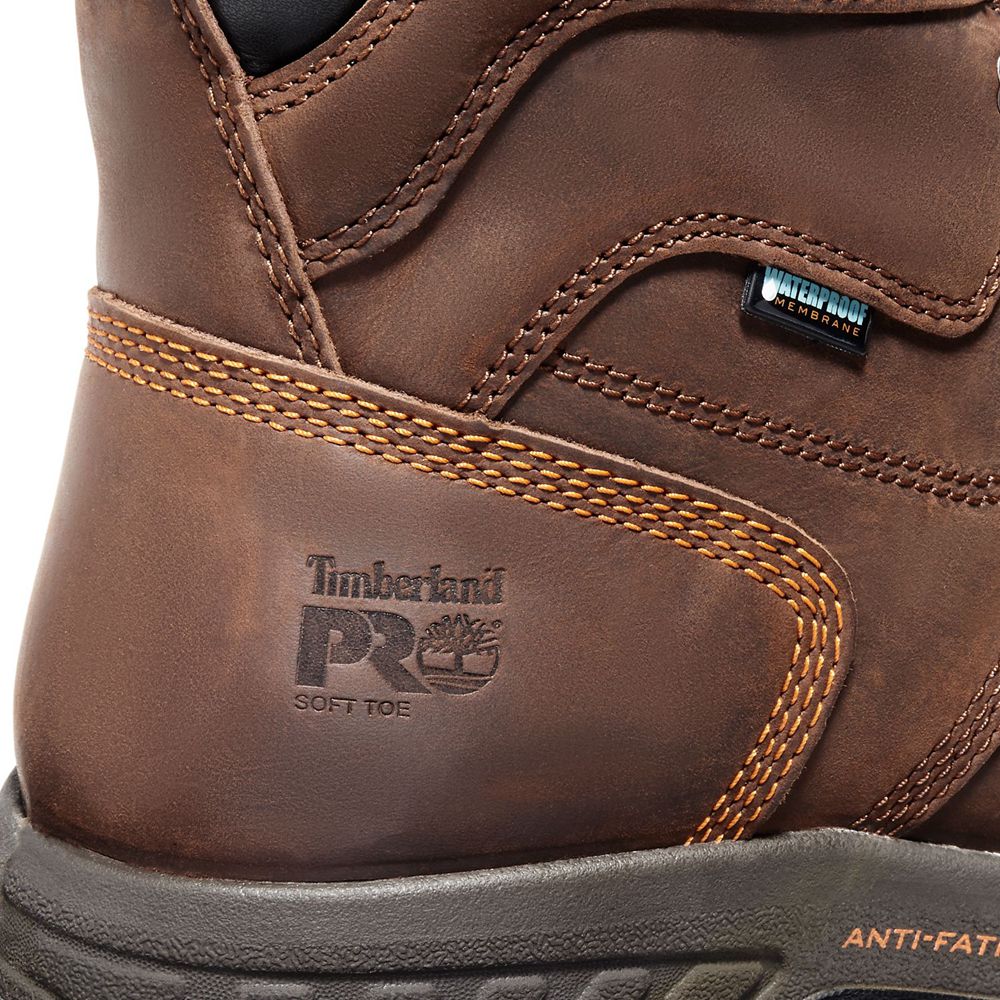 Timberland Μποτακια Εργασίας Ανδρικα Καφε/Μαυρα - Pro® Helix Hd 8\" Soft Toe - Greece 6543291-IH